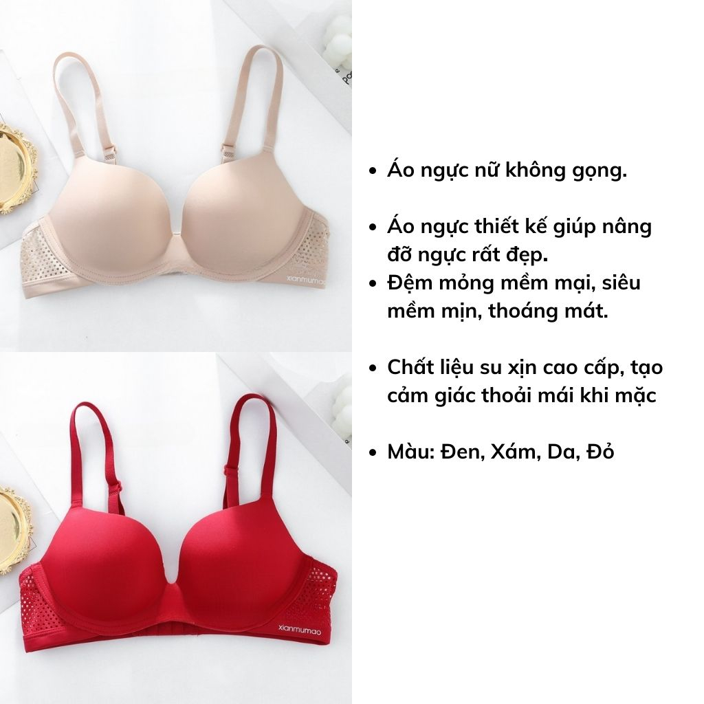Áo ngực su không gọng mềm mại siêu nâng ngực, Áo lót nữ đệm mút dày mềm mại thoáng mát thông hơi JOCOSI A045