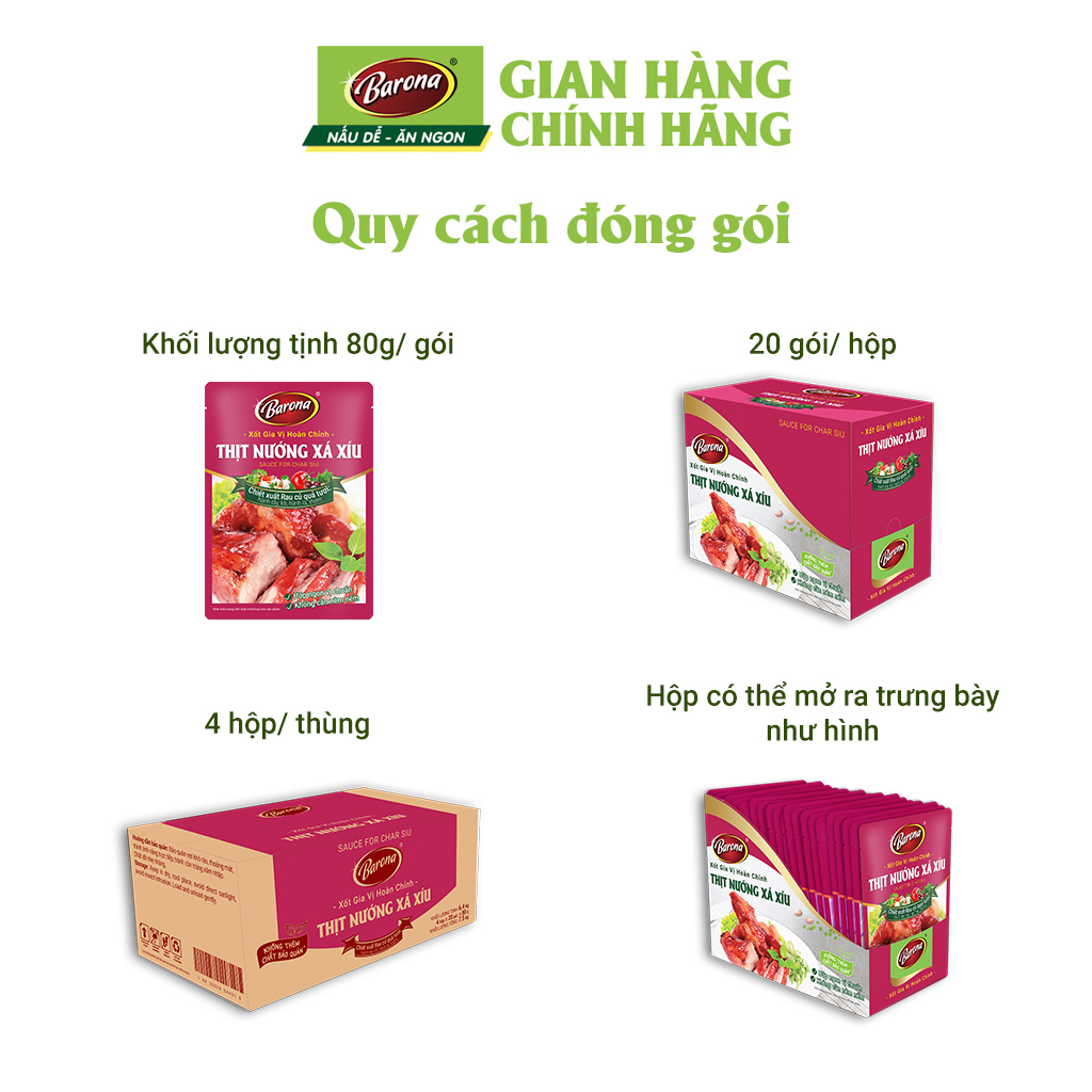 Combo 5 gói Gia Vị Thịt Nướng Xá Xíu Barona 80g