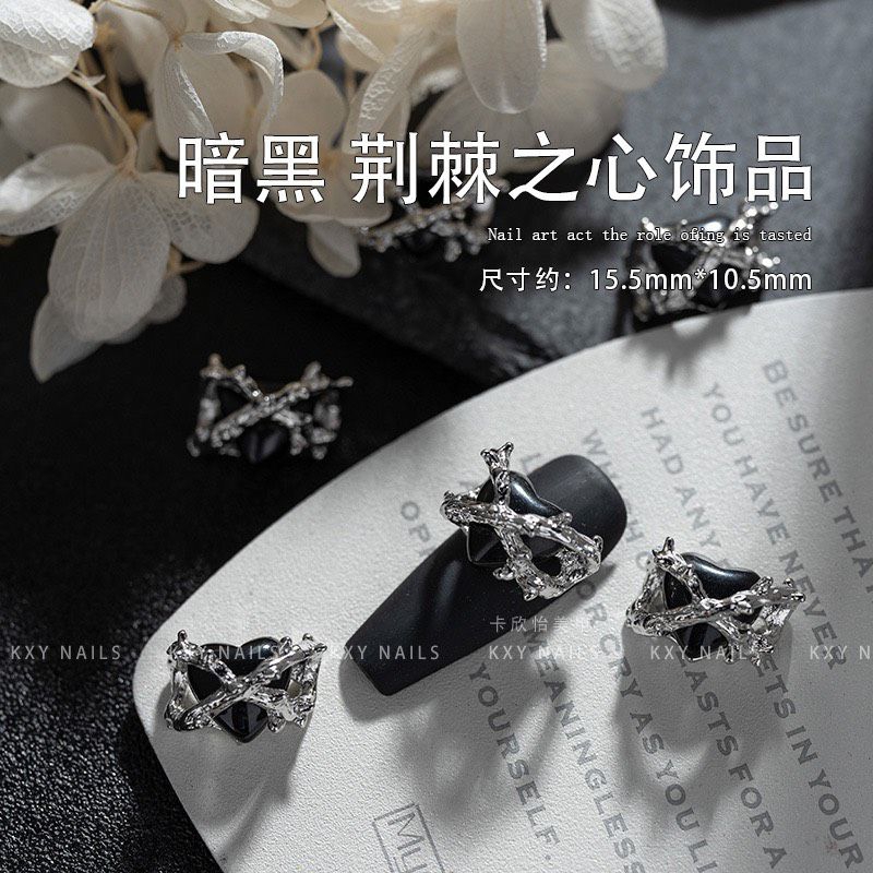 Charm tím to đá đen gắn trang trí móng tay