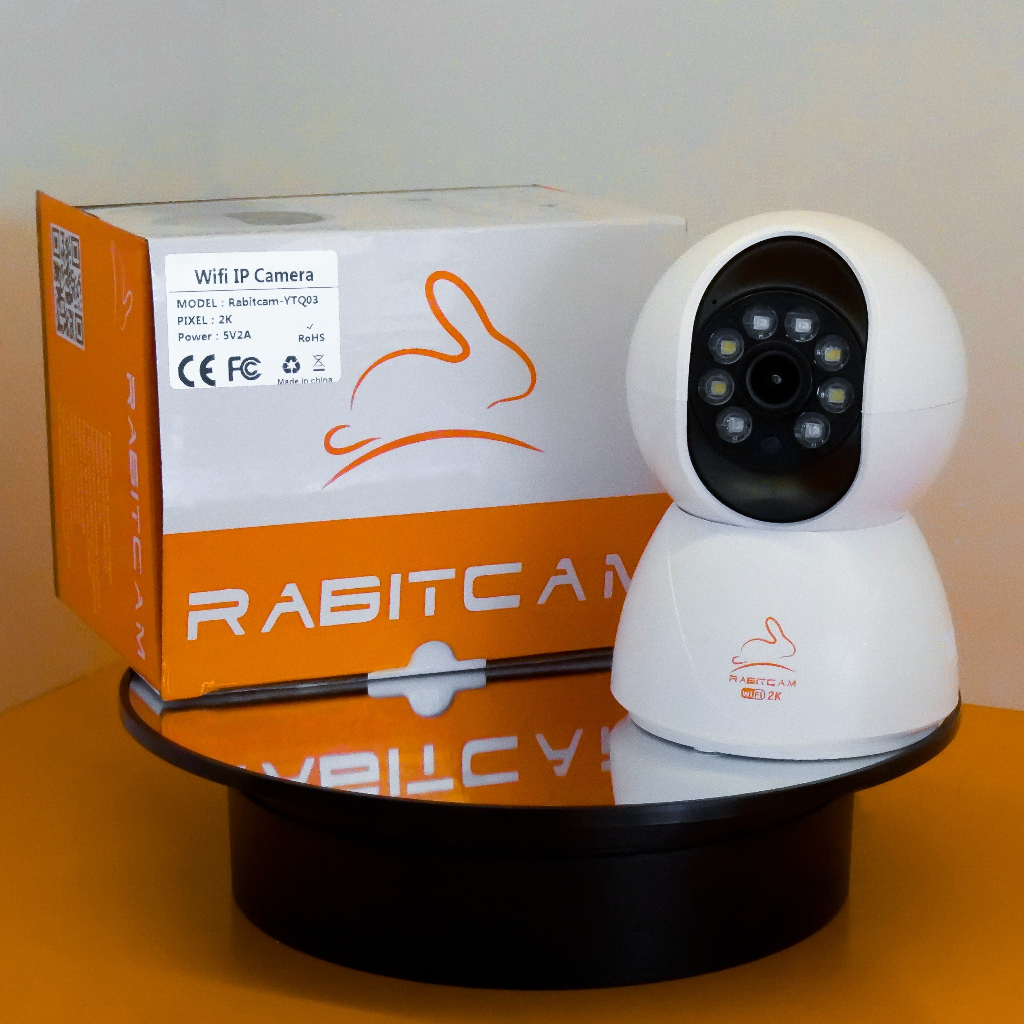 Camera IP RABITCAM không râu trong nhà độ phân giải 2K xoay 360 độ, hỗ