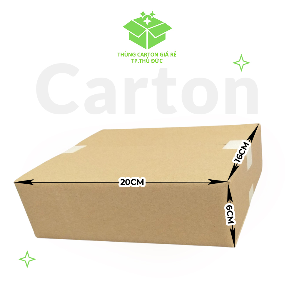 Thùng Carton đóng gói hàng kích thước 20x16x6cm - Giá rẻ Thủ Đức - Hoả tốc nhận hàng ngay