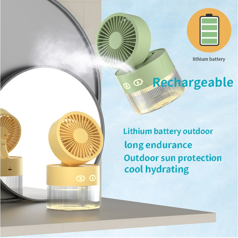 Quạt mini máy phun sương USB Sạc Điện Quạt khuếch tán tinh dầu đèn LED dung 350ML