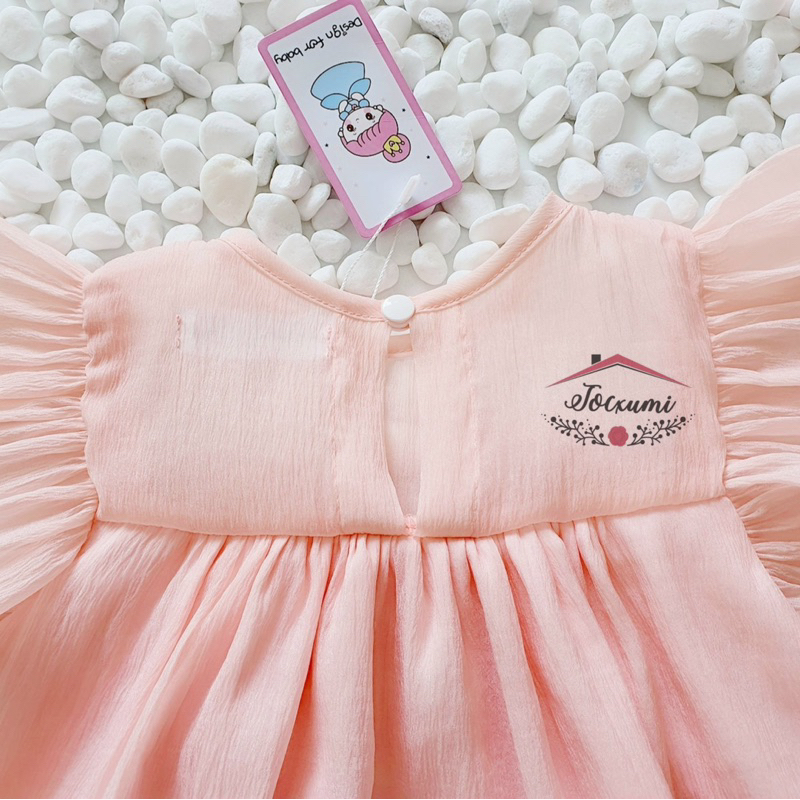 Bộ liền thân cánh tiên nơ hồng dâu ngọt ngào cao cấp tặng kèm băng đô - Tocxumi