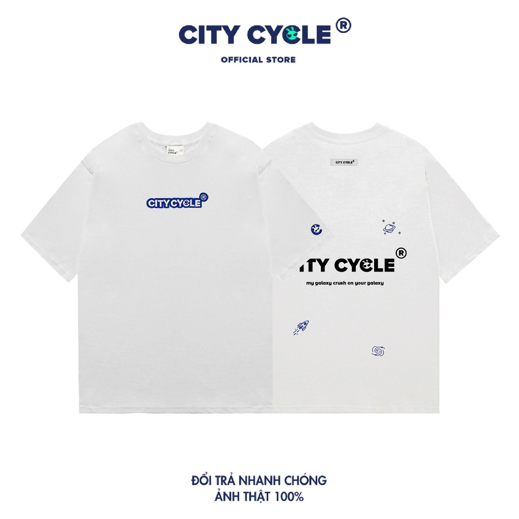 Áo Thun Thêu Local Brand Galaxy City Cycle cotton 100% oversize nam nữ form rộng