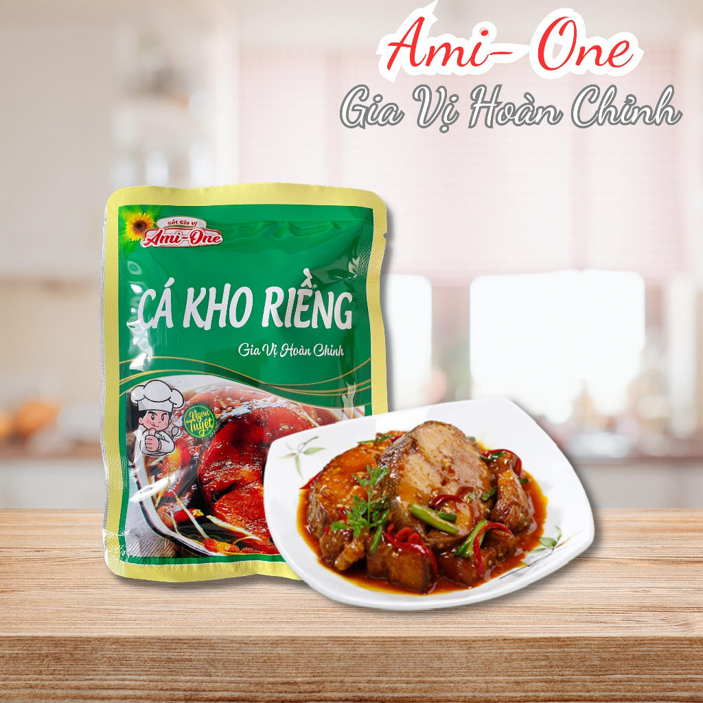 Gói sốt gia vị làm món cá kho riềng đặc biệt ami one, sốt kho cá vị riềng thơm ngon đậm vị, tiện lợi chuẩn vị nhà hàng