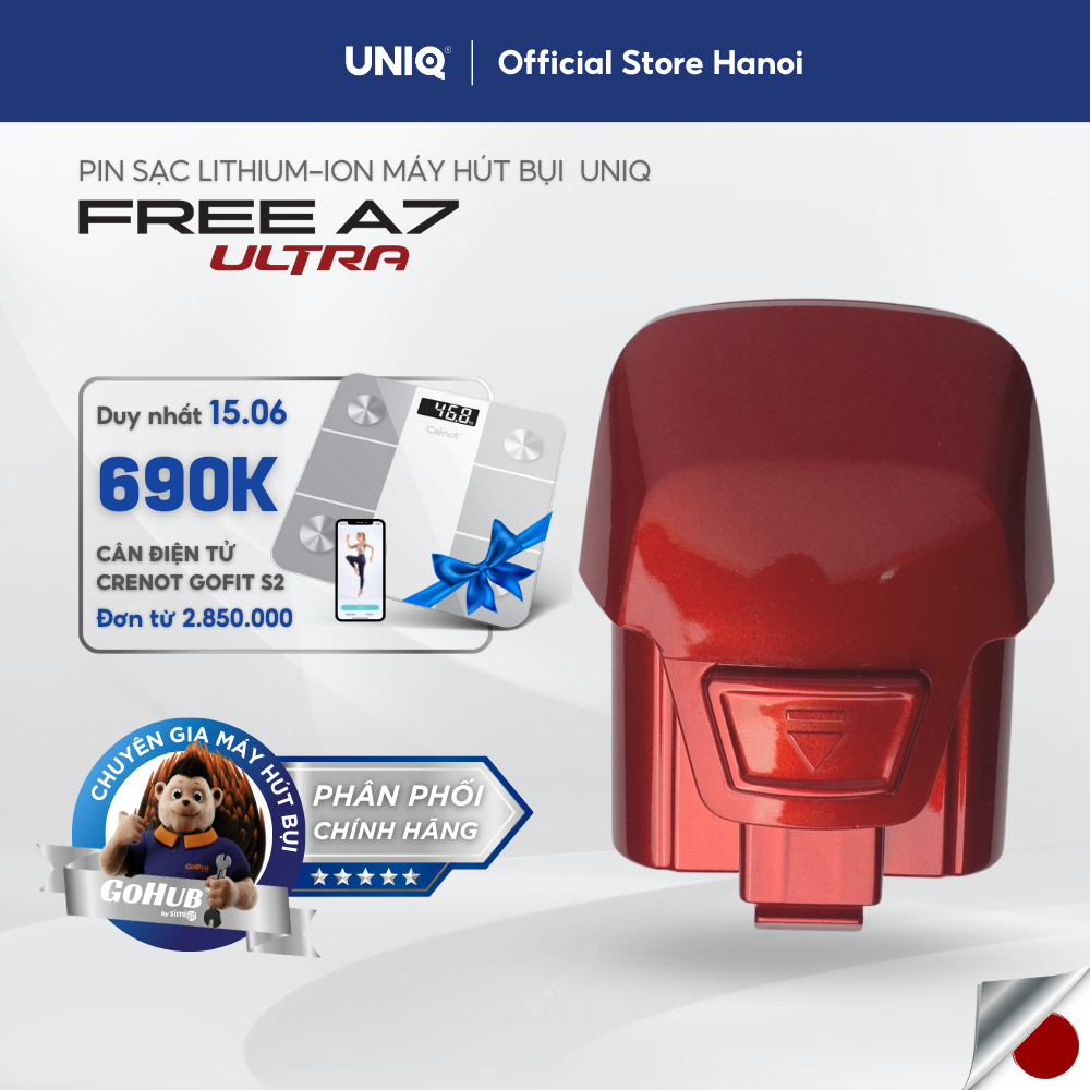 Pin sạc dành cho máy hút bụi cầm tay không dây gia đình UNIQ Free A7 mini vệ sinh nhà cửa, hút sofa giường đệm