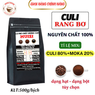 Cà phê hạt nguyên chất, culi rang bơ tỉ lệ 80%culi +20% m0ka ,rang xay nguyên chất 100%