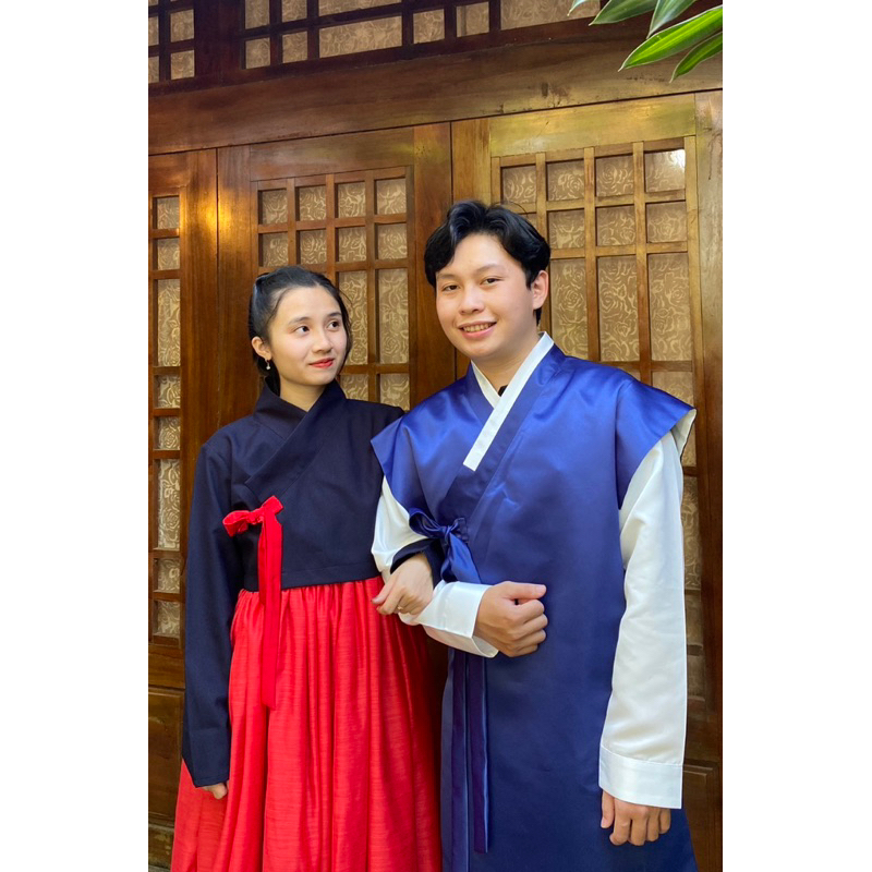 Set Hanbok cách tân Nam xanh đen