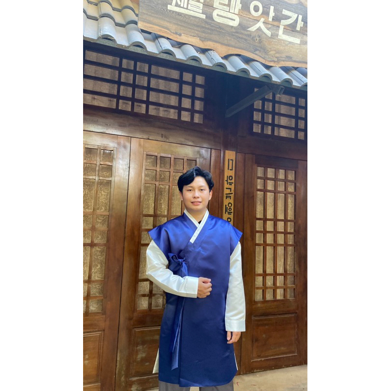 Set Hanbok cách tân Nam xanh đen