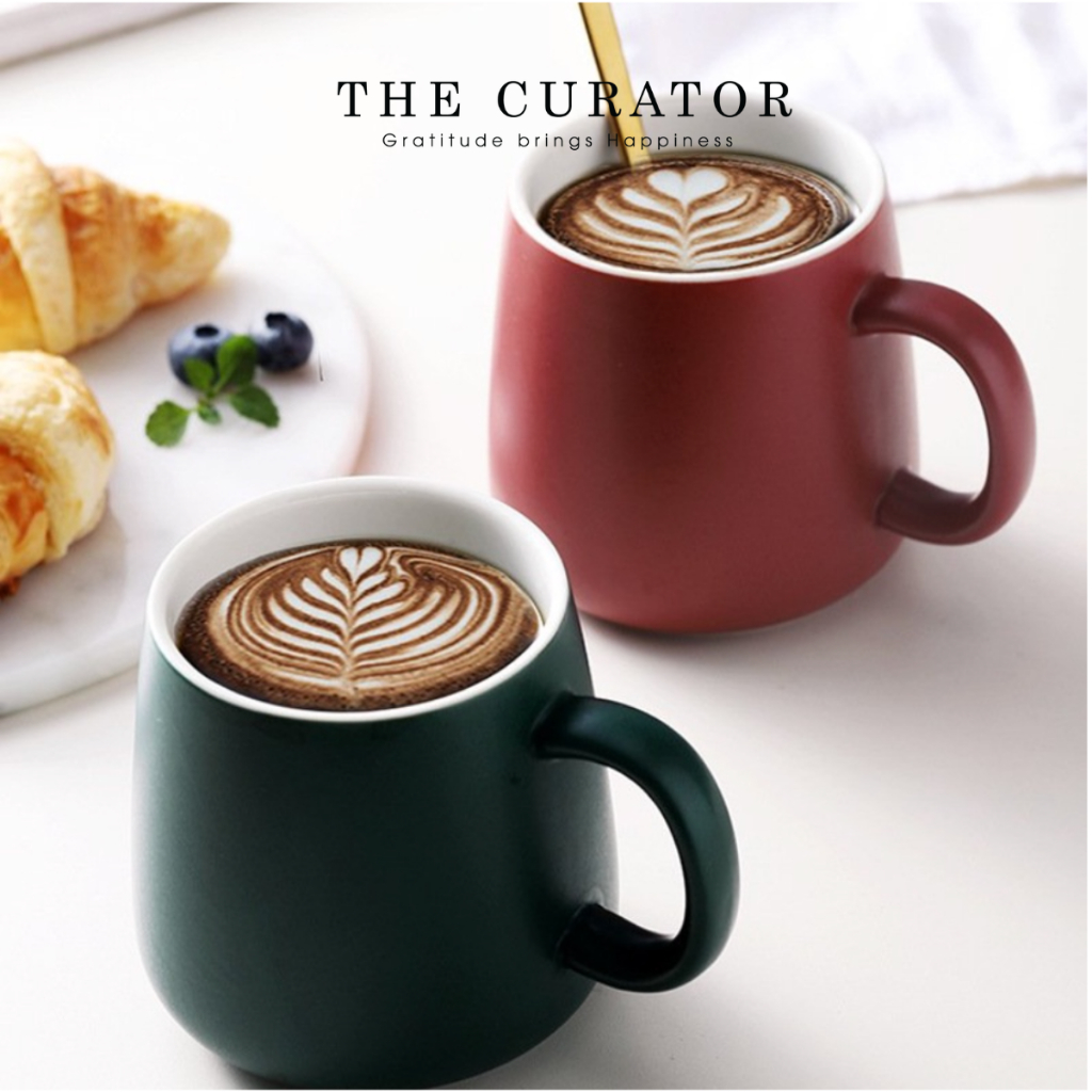 Ly cốc sứ cao cấp phong cách Bắc Âu uống trà, cafe có quai cầm men lỳ dày dặn 350ml | The Curator