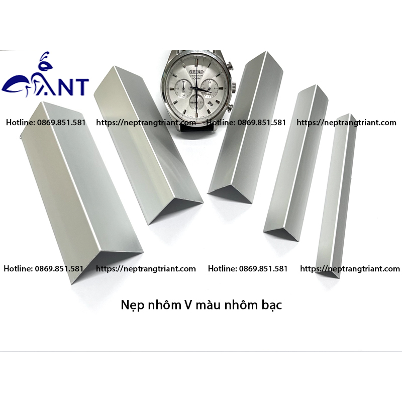 Nẹp Nhôm V màu nhôm, nẹp V nhôm, dày 1 li, Nẹp ốp góc sàn nhựa, ốp góc tường, đầy đủ kích thước