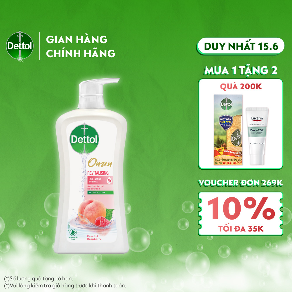 Sữa tắm Dettol onzen dưỡng da đào & phúc bồn tử 950g