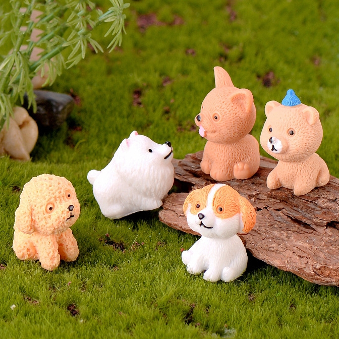 Mô hình chó mini dễ thương tiểu cảnh trang trí sen đá, terarium, hồ cá,ô tô, dollhouse,bàn học,bàn làm việc