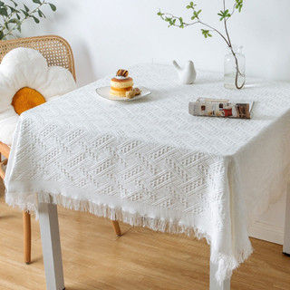 (90*150CM/90*180CM) Thảm Cotton Dày Tua Rua Trải Bàn Ghế Sofa, Khăn trải bàn vuông tròn trang trí sang trọng