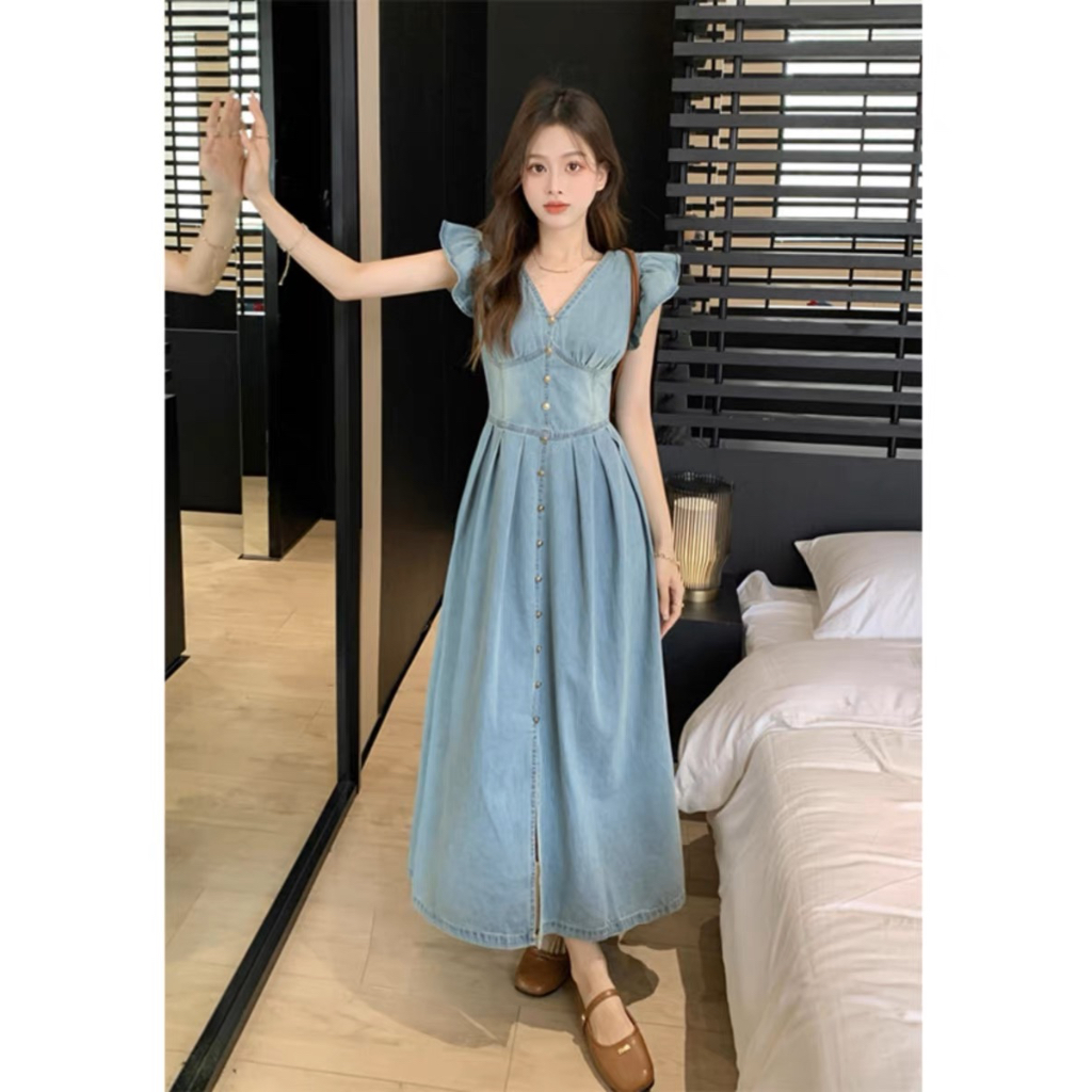 ORDER ĐẦM MIDI JEANS CÁNH TIÊN