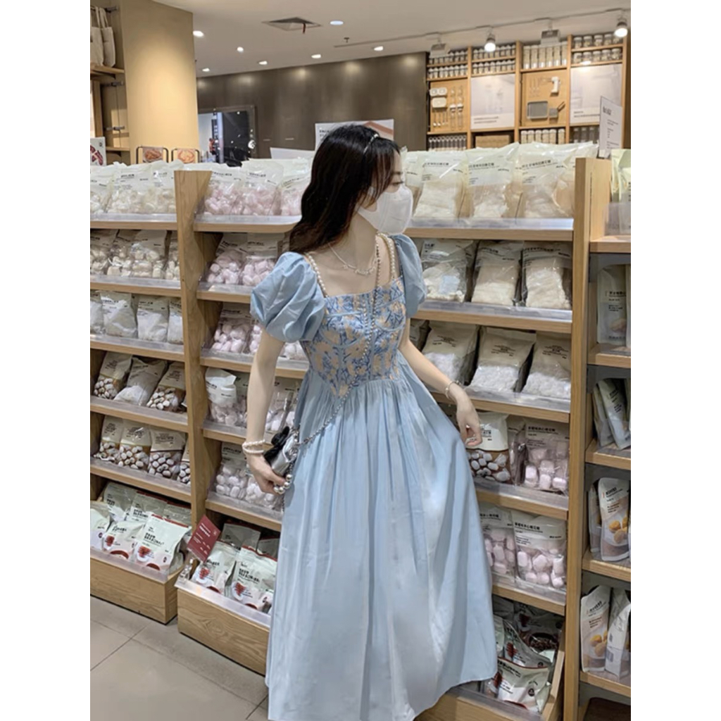 ORDER ĐẦM MIDI TRỄ VAI HOA NGỰC