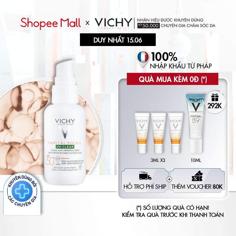 Kem chống nắng dành cho da dầu mụn Vichy UV-Clear Anti-Imperfections 40ml