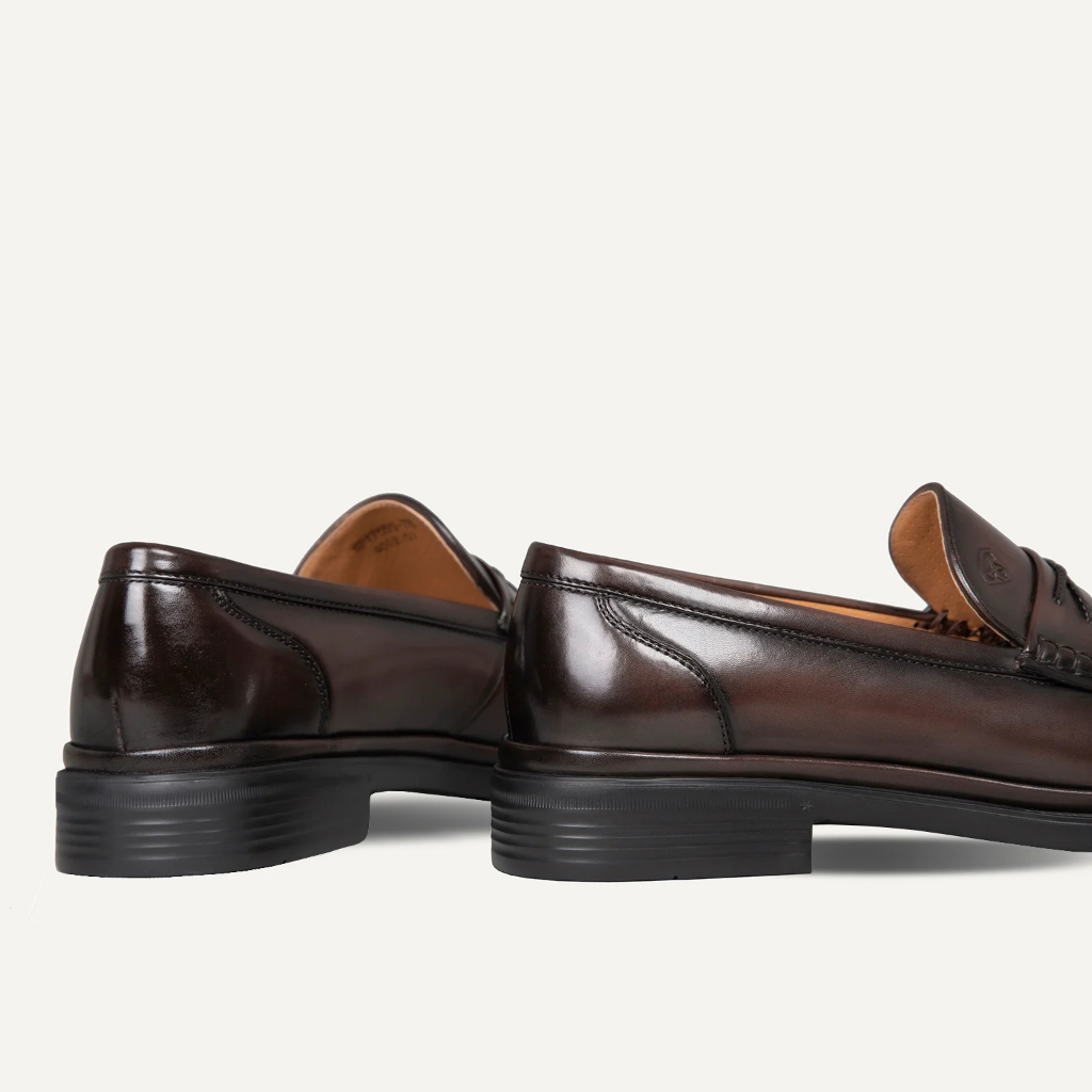 Giày lười nam MULGATI Loafer da bò cao cấp da trơn đai ngang hoạ tiết dây - SP17553