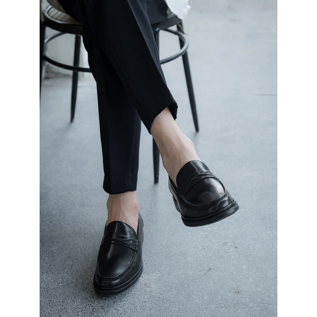 Giày lười nam MULGATI Loafer da bò cao cấp da trơn đai ngang hoạ tiết dây - SP17553