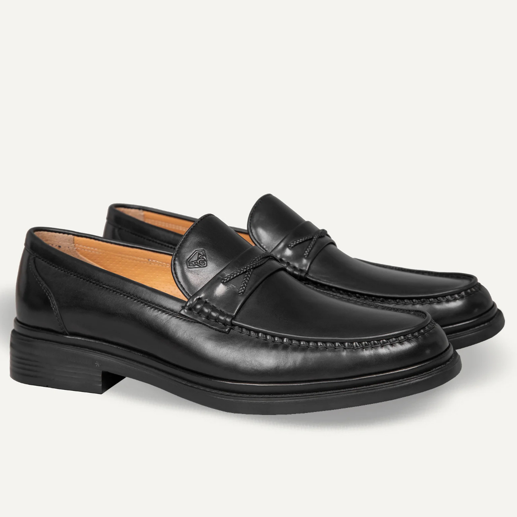 Giày lười nam MULGATI Loafer da bò cao cấp da trơn đai ngang hoạ tiết dây - SP17553