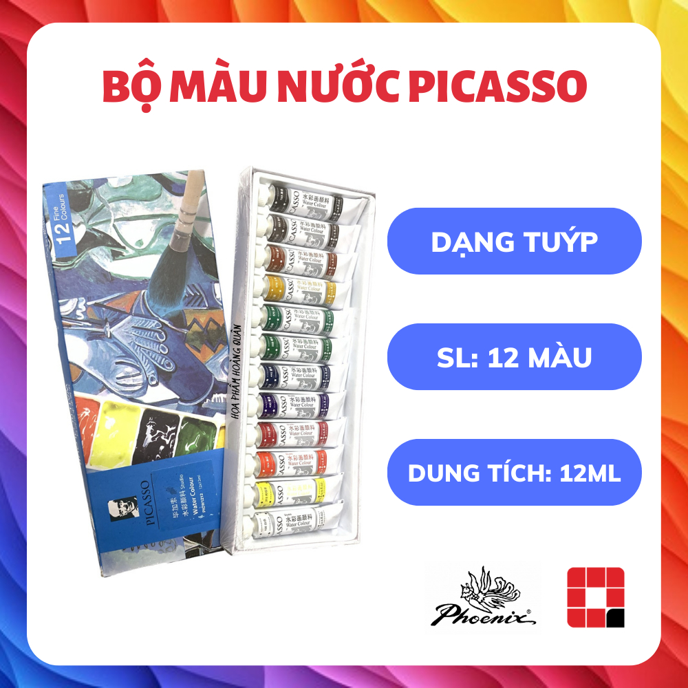 Màu nước Picasso dạng tuýp 12/24 màu