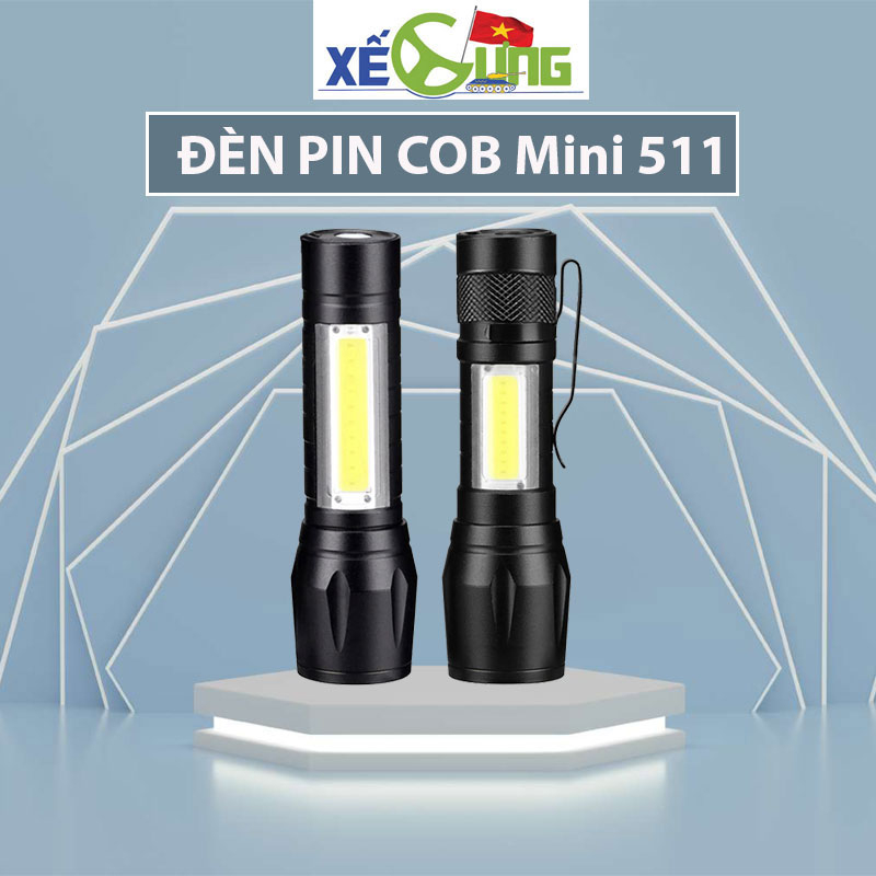 Đèn Pin Mini COB 511 Siêu Sáng Tặng Hộp Đựng - Có Zoom, Chống Nước, Nhiều Chế Độ Sáng