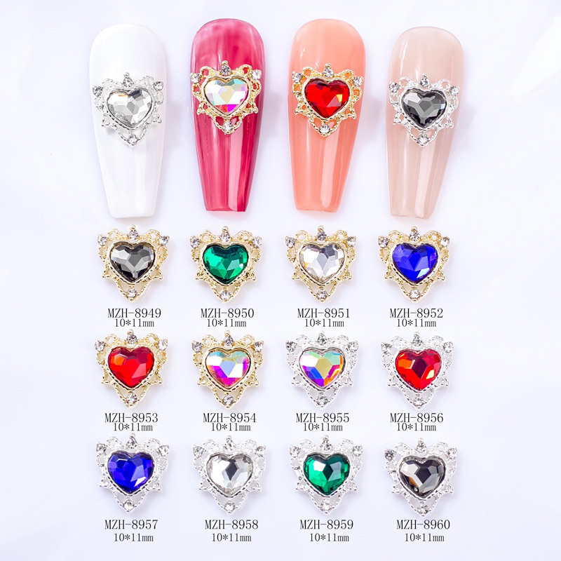 Set 10 Charm tim trang trí móng