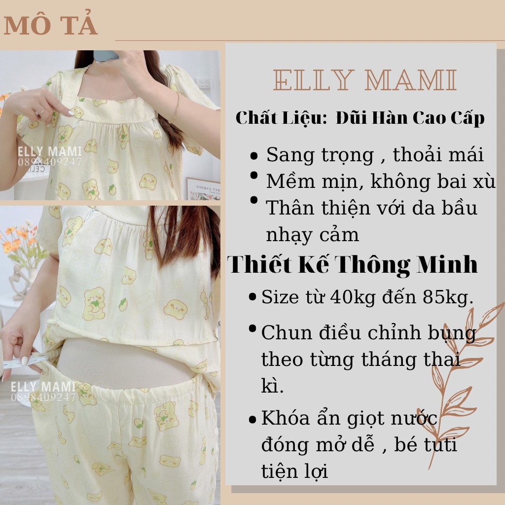 ( 40kg - 85kg ) Đồ Bộ Bầu Và Sau Sinh Nhiều Màu ,  Cổ Vuông , Đũi Hàn , Siêu Mát Nhẹ Tênh , Form Dễ Mặc