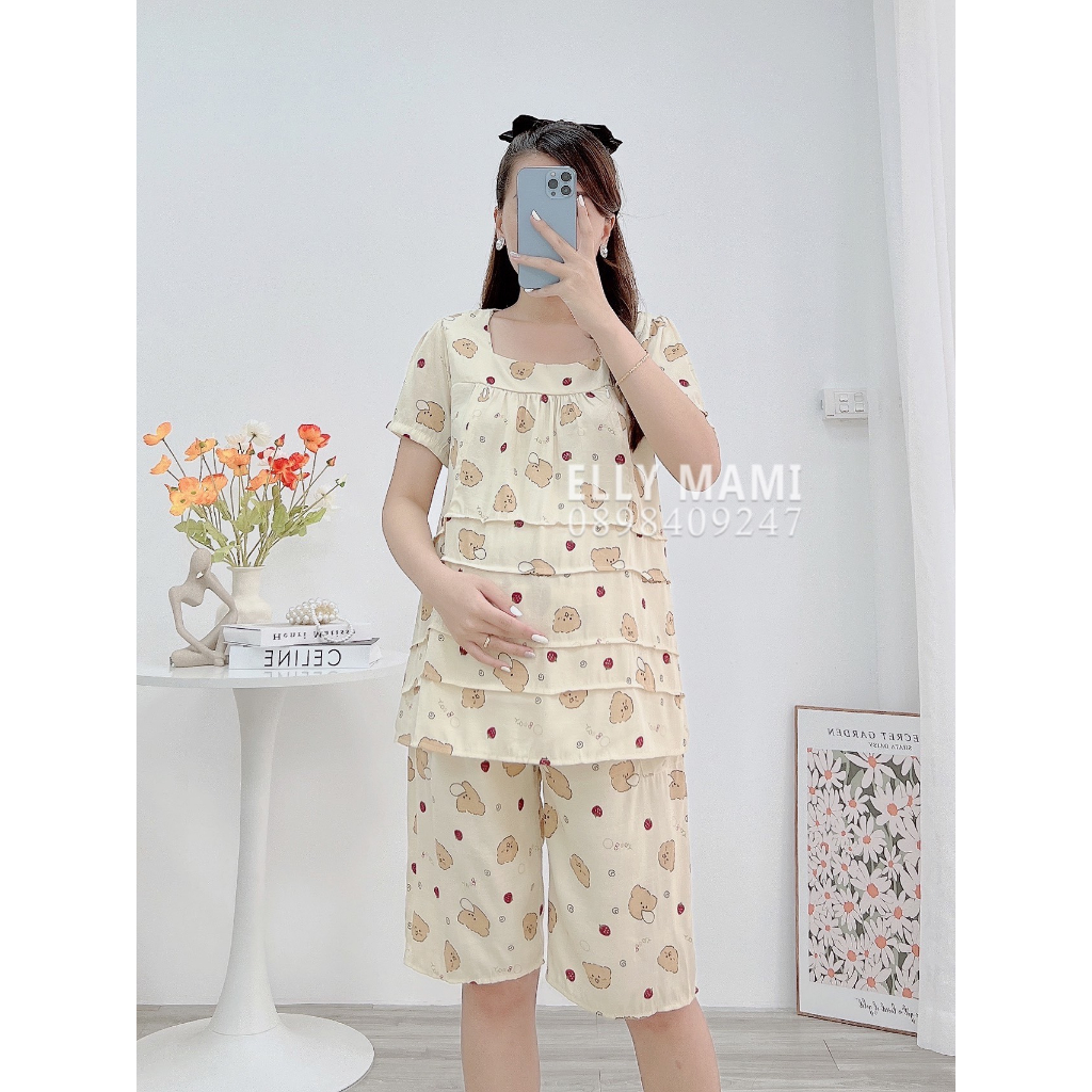 ( 40kg - 85kg ) Đồ Bộ Bầu Và Sau Sinh Nhiều Màu ,  Cổ Vuông , Đũi Hàn , Siêu Mát Nhẹ Tênh , Form Dễ Mặc