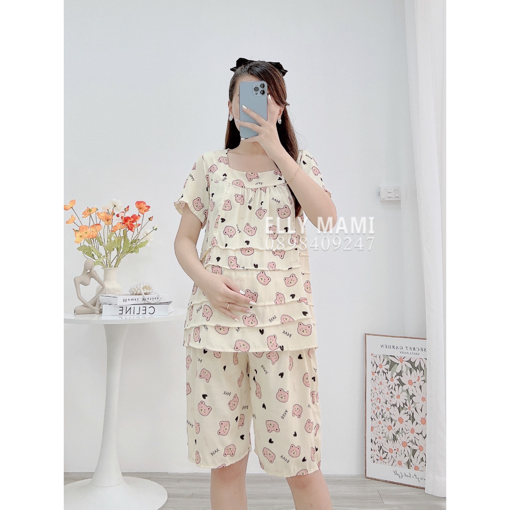 ( 40kg - 85kg ) Đồ Bộ Bầu Và Sau Sinh Nhiều Màu ,  Cổ Vuông , Đũi Hàn , Siêu Mát Nhẹ Tênh , Form Dễ Mặc