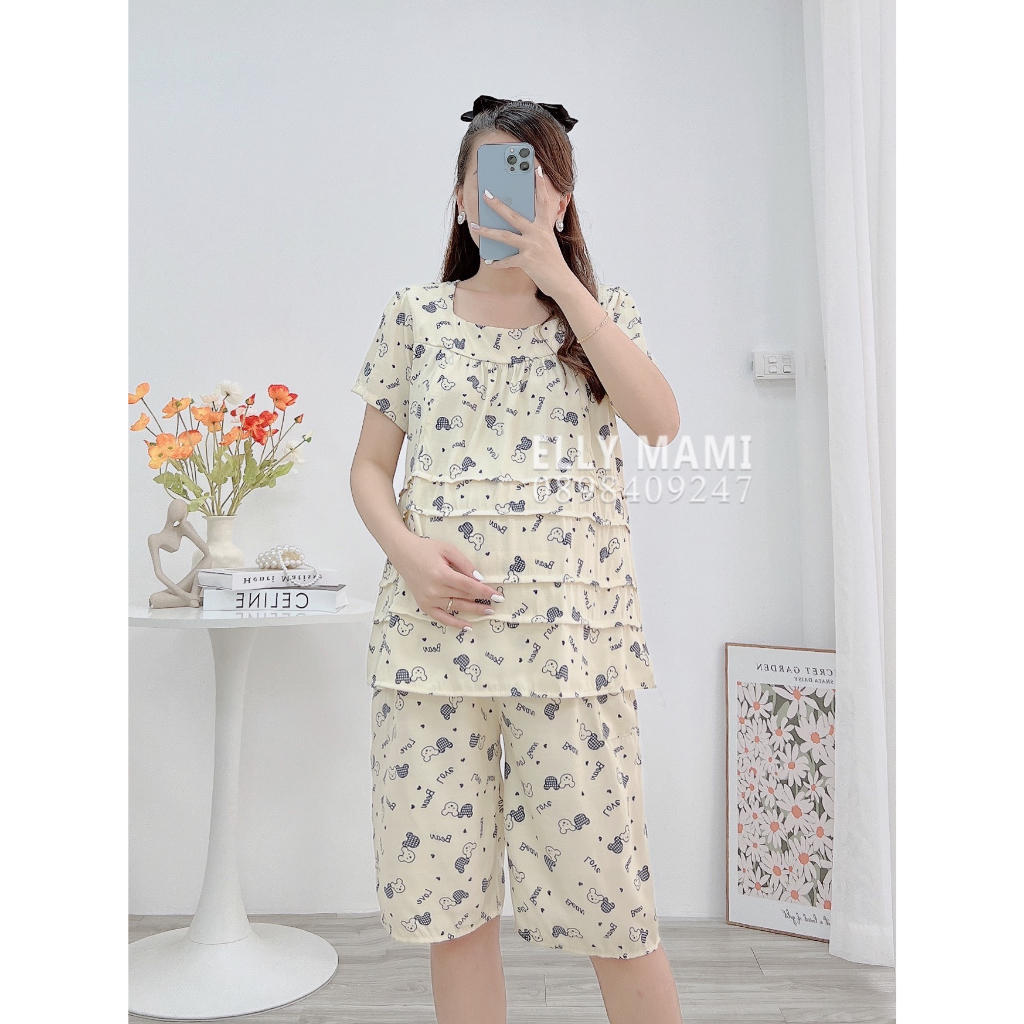 ( 40kg - 85kg ) Đồ Bộ Bầu Và Sau Sinh Nhiều Màu ,  Cổ Vuông , Đũi Hàn , Siêu Mát Nhẹ Tênh , Form Dễ Mặc