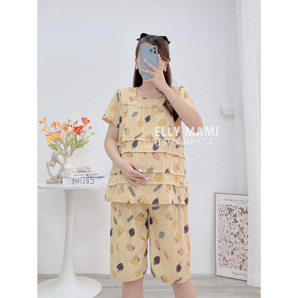 ( 40kg - 85kg ) Đồ Bộ Bầu Và Sau Sinh Nhiều Màu ,  Cổ Vuông , Đũi Hàn , Siêu Mát Nhẹ Tênh , Form Dễ Mặc