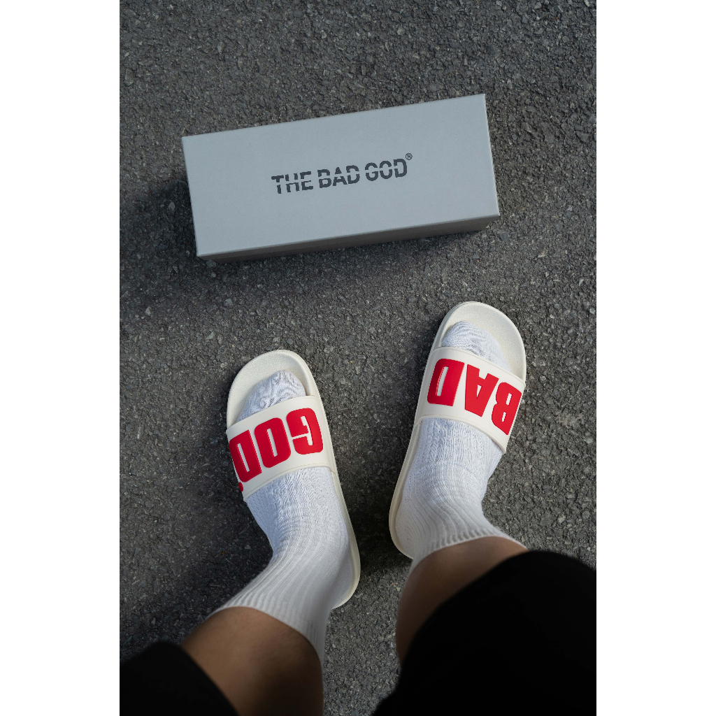 Dép quai ngang slipper The Bad God Artemis trắng đỏ fullbox X05 White Red