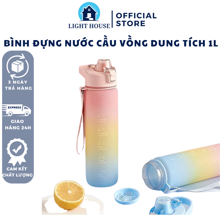Bình Nước 1 Lít Có Chia Vạch Nhắc Nhở Uống Nước Hàng Ngày Chất Liệu Nhựa PP An Toàn Tiện Dụng Sang Chảnh