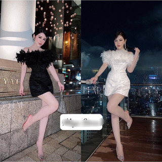 ẦM THIẾT KẾ VON KIM TUYẾN PHỐI LÔNG CHÍT THÂN KIỂU CÓ DÂY KÉO SAU LƯNG  lyie