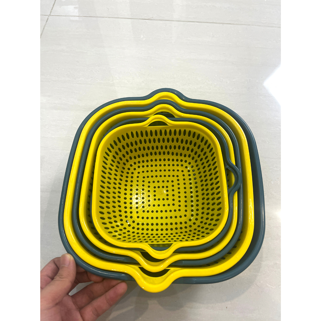 Bộ Rổ Chậu 6 món Ráo Nước 2 Lớp Cao Cấp Tiện Lợi,Rổ Đựng Rau, Hoa Quả,chất liệu nhựa PP cao cấp an toàn.