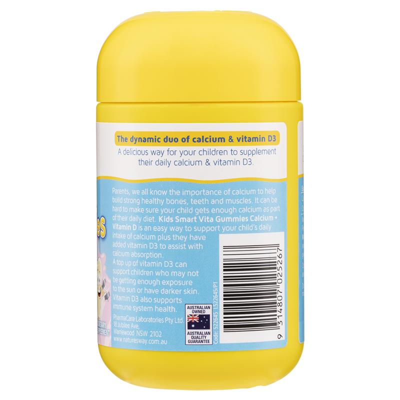 Kẹo Kids smart Vita gummies Nature's way bổ sung canxi và vitamin D 60 viên của Úc