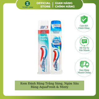 Kem Đánh Răng Trắng Sáng, Ngừa Sâu Răng AquaFresh & Minty Kem Đánh Răng Làm Trắng Răng, Hơi Thở Thơm Mát, An Toàn Tuyệt