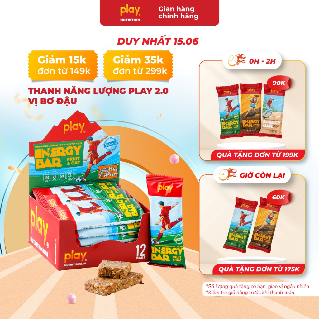 Thanh năng lượng PLAY phiên bản 2.0 vị trái cây và yến mạch – Thanh ngũ cốc dinh dưỡng PLAY Energy Bar