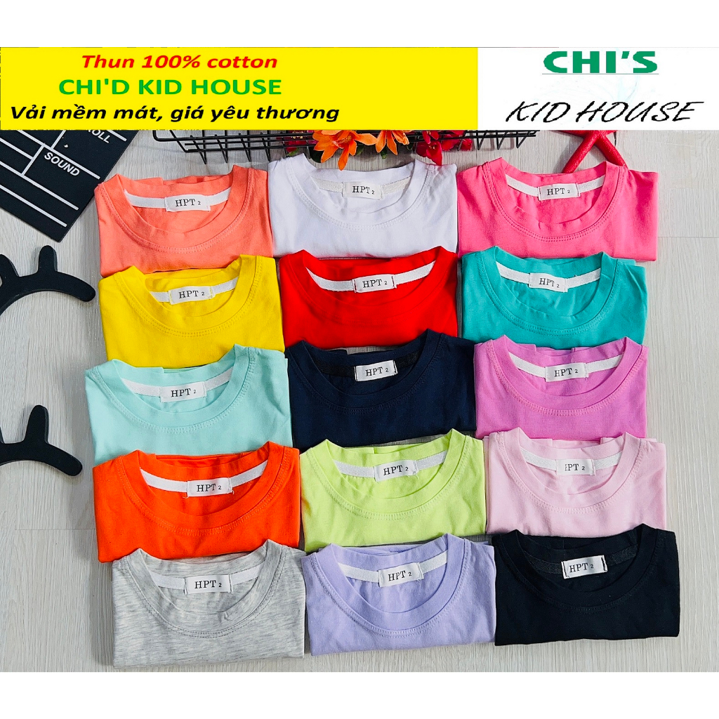 ÁO THUN TRƠN UNISEX THUN COTTON 2 CHIỀU CHO BÉ SIÊU MỀM MÁT 9-55KG