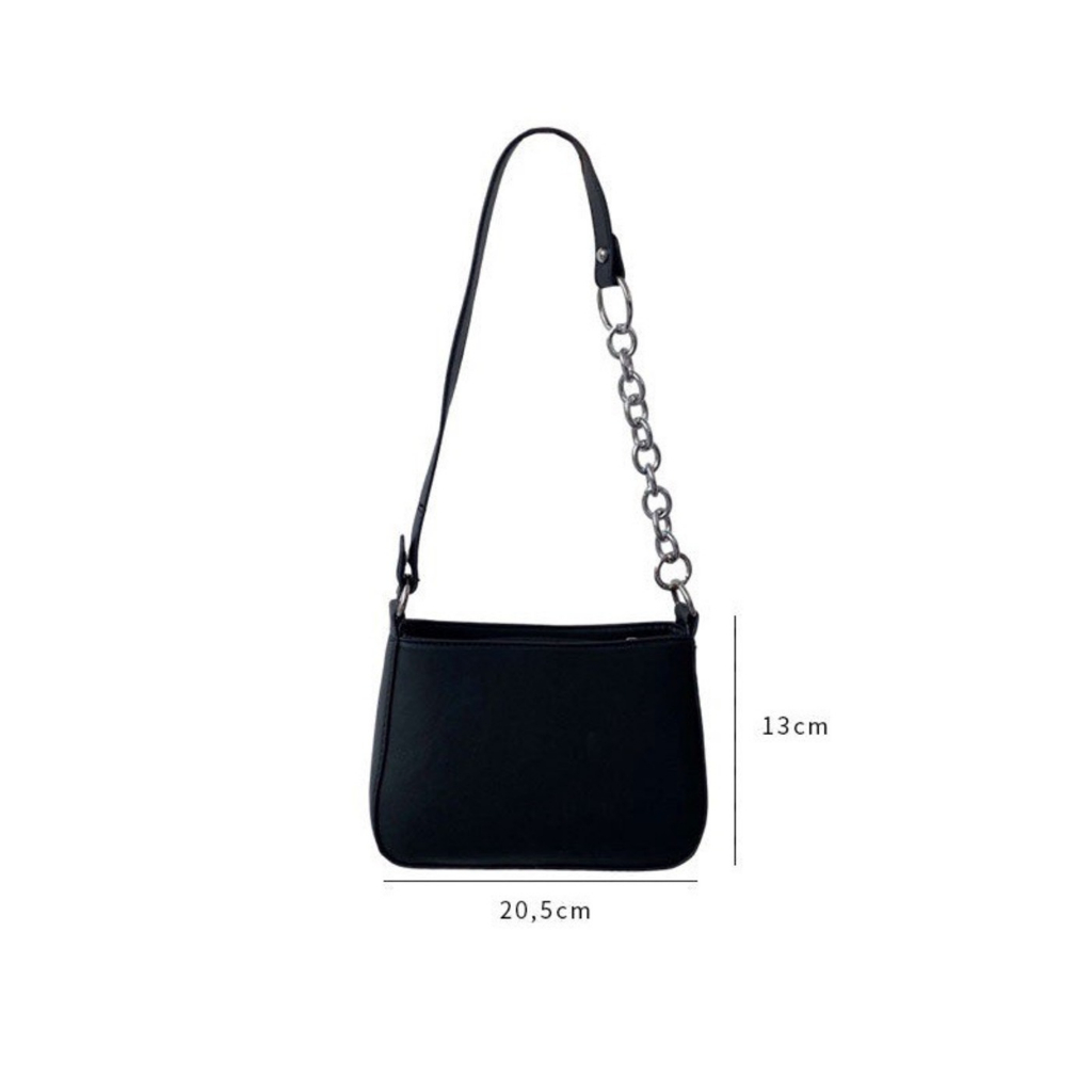 Túi kẹp nách dây da phối xích kèm dây đeo chéo, có ngăn con sz22x13x7cm K52