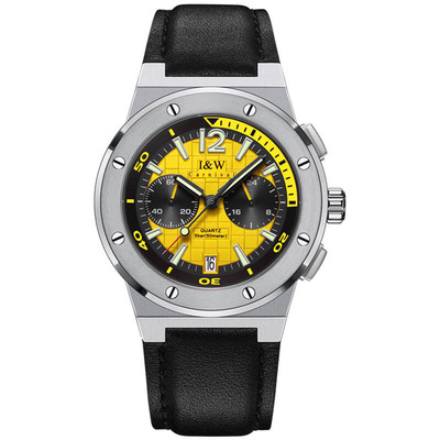 Đồng hồ nam chính hãng I&W Carnival 605G-D5 chống xước,chống nước 30m,Bh 24 tháng,máy điện tử(pin),dây da đen xịn