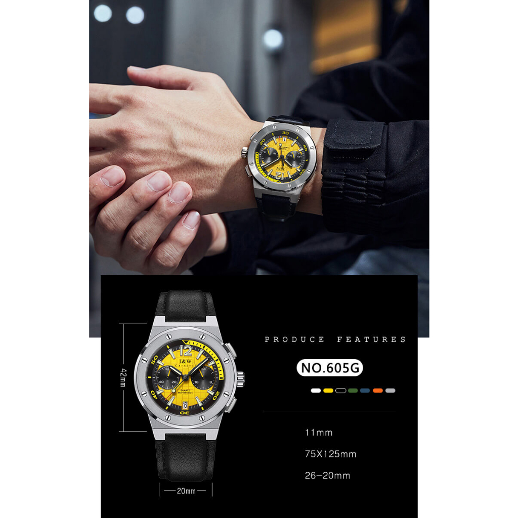 Đồng hồ nam chính hãng IW Carnival IW605G-3,kính sapphire,chống xước,chống nước 30m,Bh 24 tháng,máy điện tử(pin)