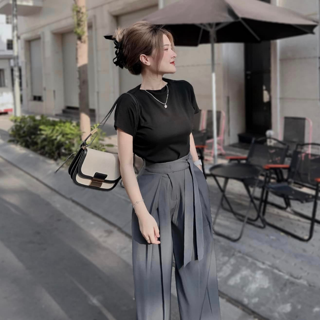 [ATUN879]ÁO THUN NỮ KIỂU BABY TEE CỔ TRÒN NGẮN TAY MÀU TRẮNG ĐEN MÁT MẺ CHẤT BORIP DÀY DẶN TÔN DÁNG MỀM MỊN THỜI TRANG