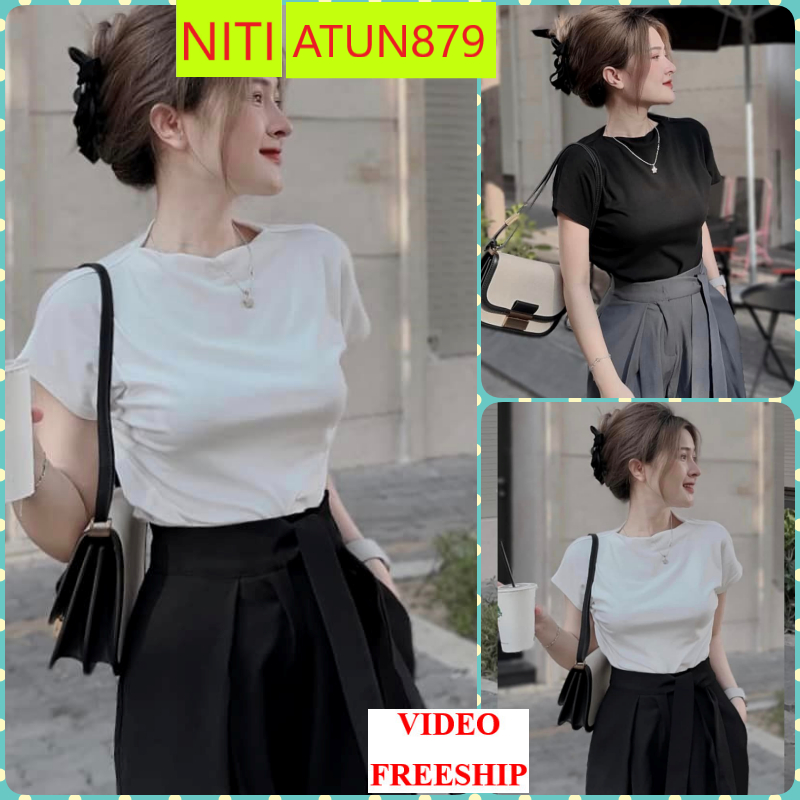 [ATUN879]ÁO THUN NỮ KIỂU BABY TEE CỔ TRÒN NGẮN TAY MÀU TRẮNG ĐEN MÁT MẺ CHẤT BORIP DÀY DẶN TÔN DÁNG MỀM MỊN THỜI TRANG