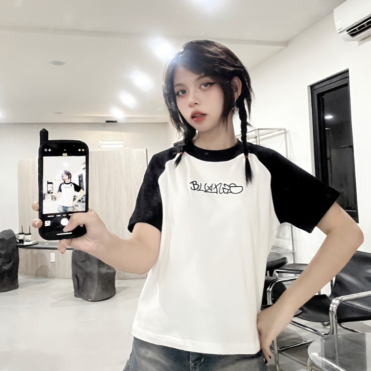 Áo thun baby tee form raglan chữ thêu Buenas BTB13