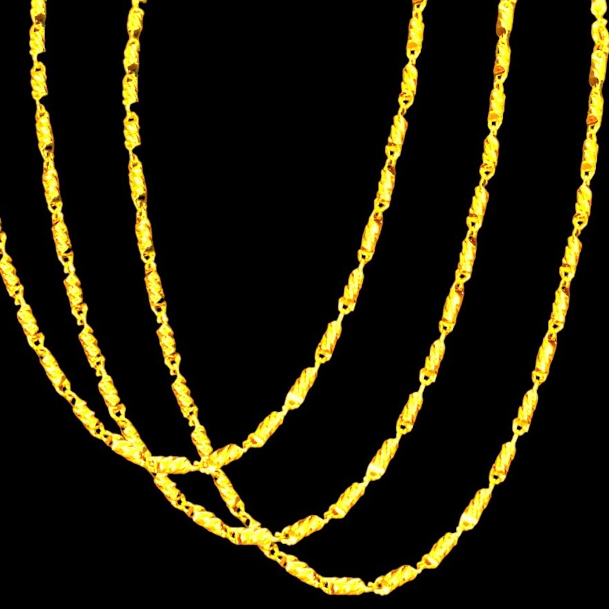 Dây chuyền nam nữ mạ vàng 24k - vòng cổ dạng ống trúc kích thước 60cm ko phai màu.