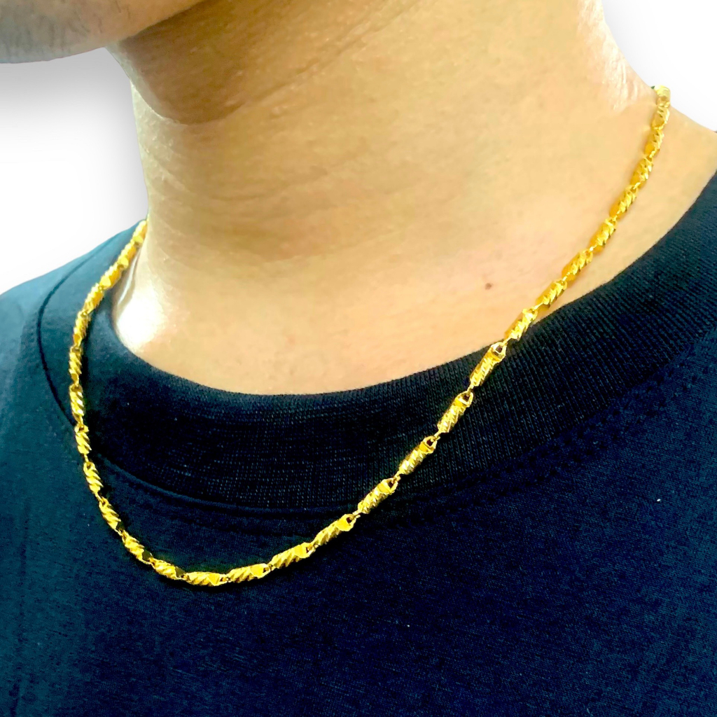 Dây chuyền nam nữ mạ vàng 24k - vòng cổ dạng ống trúc kích thước 60cm ko phai màu.