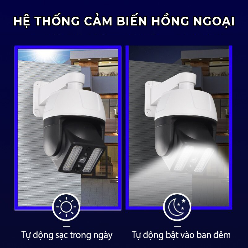 Đèn năng lượng mặt trời - Đèn Tường Giả Camera HW-5118-2, cho gia đình - K1533