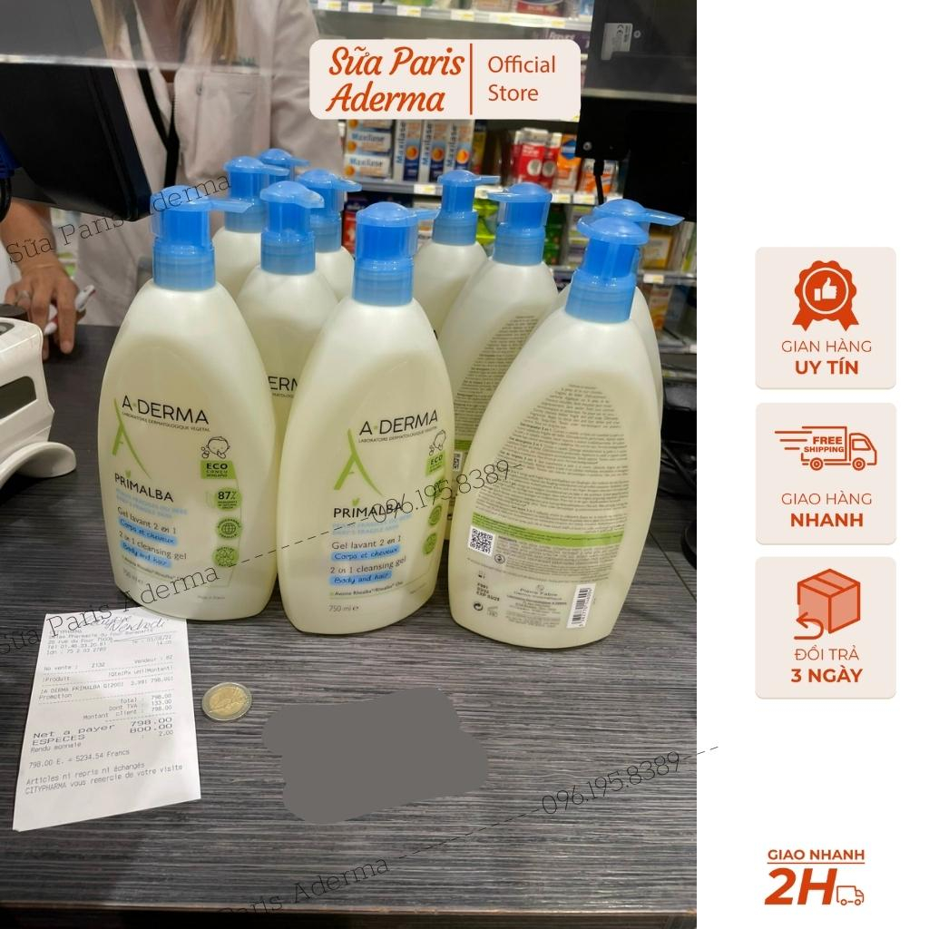 Sữa tắm A derma tắm gội 2in1 cho bé từ sơ sinh Sữa Tắm Aderma Primalba baby 2in1 chai 750ml_Sữa Paris Aderma